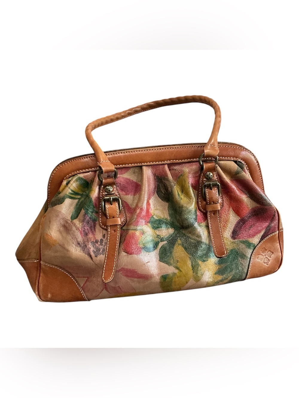 Patricia Nash Artisan Floral Motif Leather Satchel Handbag - Multicolor
